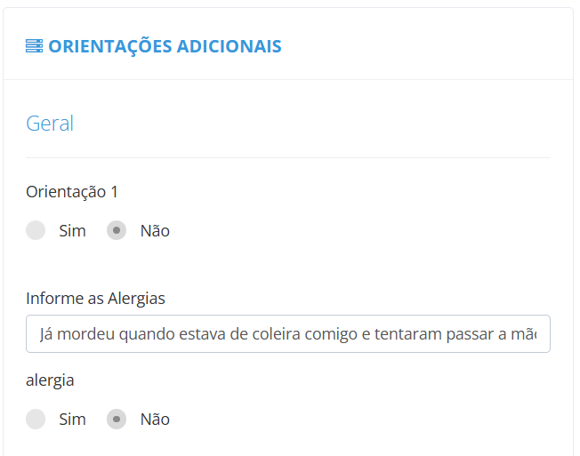 Exemplo de Orientações